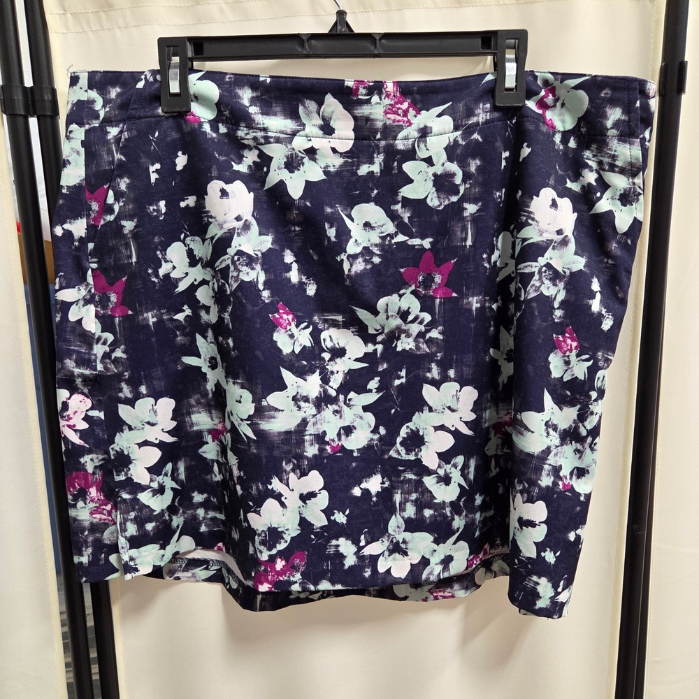 Lady Hagen Women 16 Blue Floral Golf Skort Activewear Tennis Skirt Navy Purple